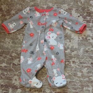 Child of Mine Gray and Pink Mouse Print Footie
